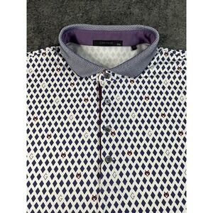 Greyson Golf Polo Shirt Mens XXL White Purple Diamond Wolf Head AOP